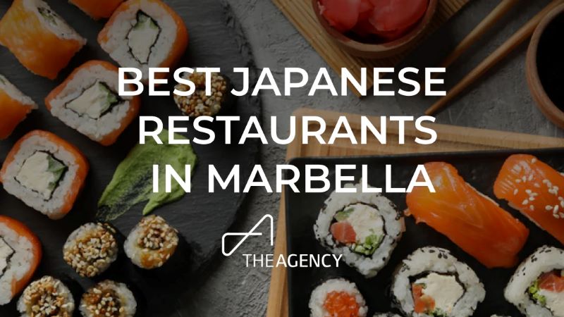 a spread of Japanese food with text overlay