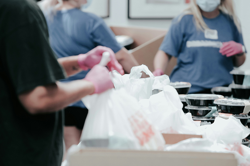 volunteers at a charity